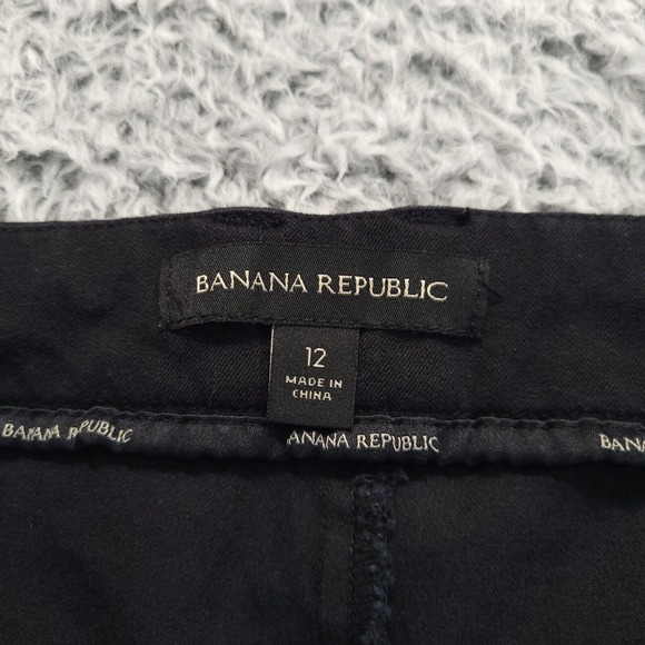 Banana Republic Pants Women 12 Black Cropped Stretch Preppy Normcore Flat Front - Picture 4 of 10